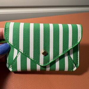 kate spade Green and White Striped Envelope Card Case